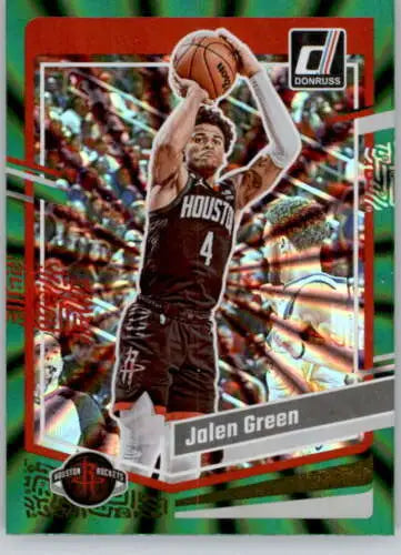 Jalen Green basketball card Donruss Holo Green Laser in original gloss finish