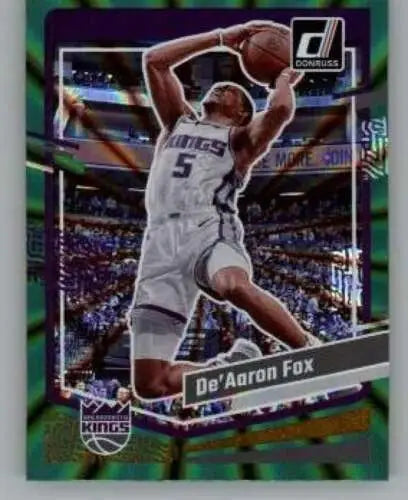 2023-24 Donruss Holo Green Laser De’Aaron Fox basketball card with original gloss finish