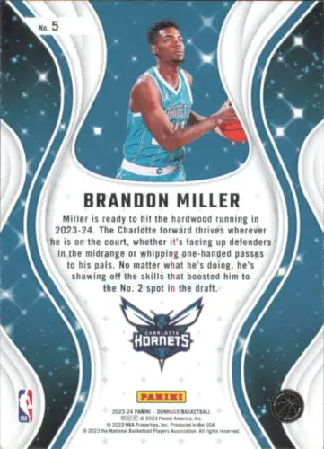 Brandon Miller 2023-24 Donruss Magicians #5 Rookie Charlotte Hornets Card NM-MT