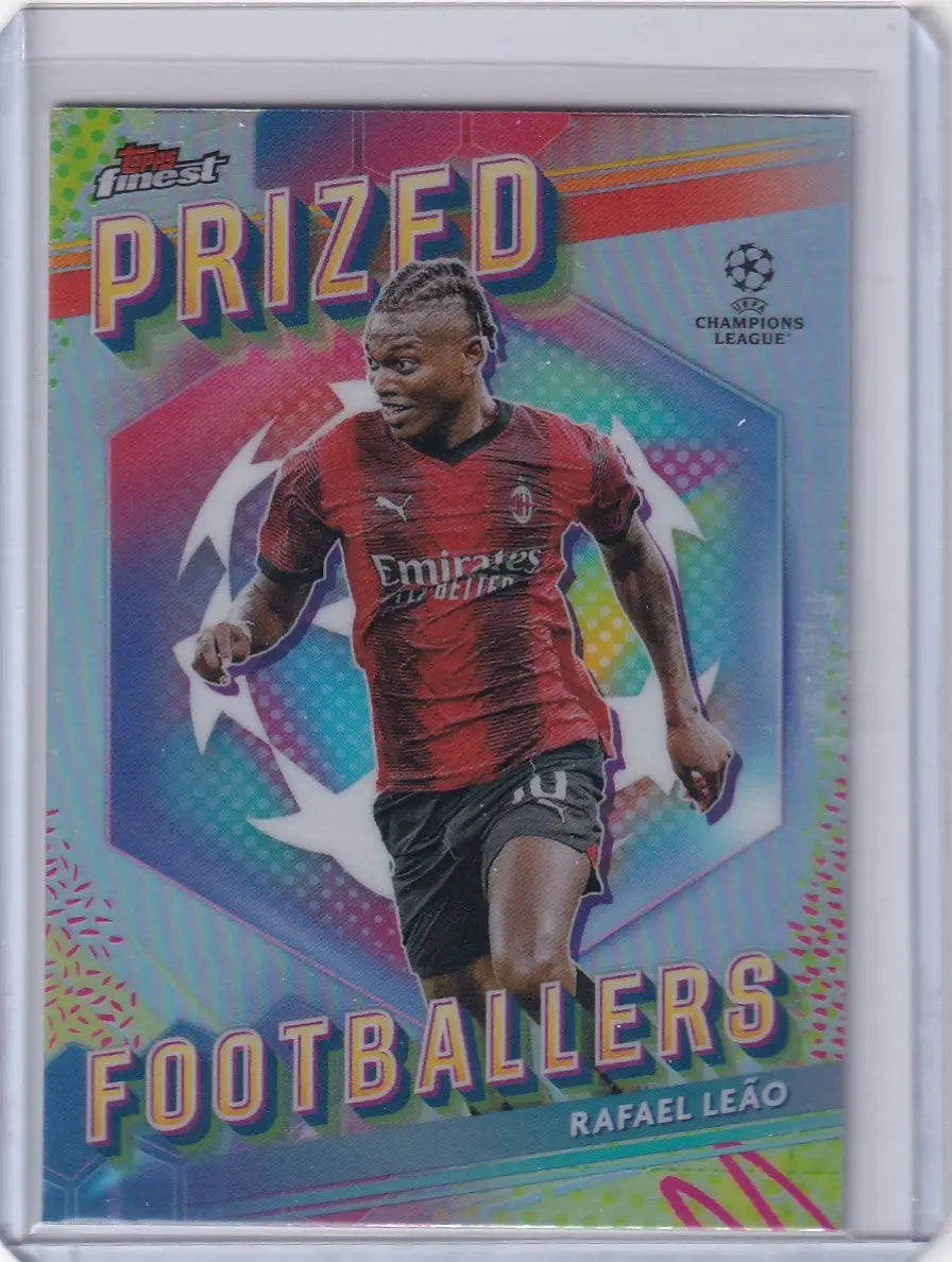 Holographic Finest Prized Footballers card of Rafael Leão from AC Milan 2023-24