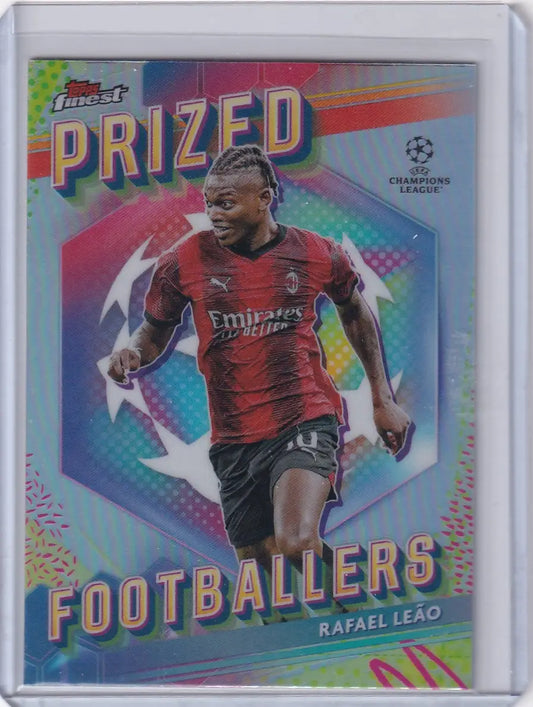 Holographic Finest Prized Footballers card of Rafael Leão from AC Milan 2023-24