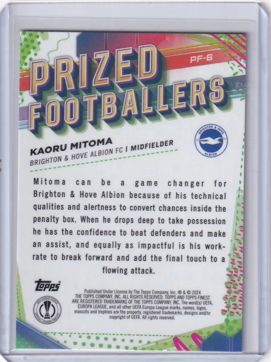 Trading card of Kaoru Mitoma from the Finest Prized Footballers collection