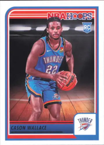 Cason Wallace rookie card from 2023-24 Hoops for Oklahoma City Thunder collectors