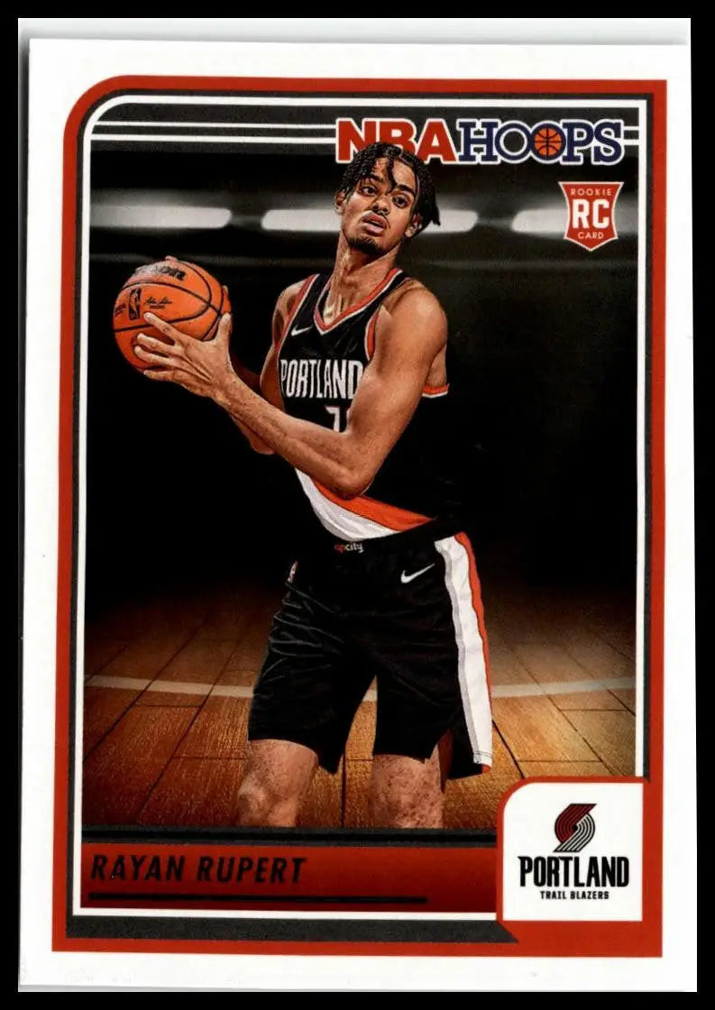 Rayan Rupert NBA Hoops rookie card featuring the Portland Trail Blazers