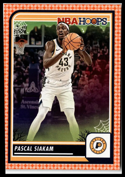 Pascal Siakam basketball card from 2023-24 Hoops Haunted Hoops #184 in orange