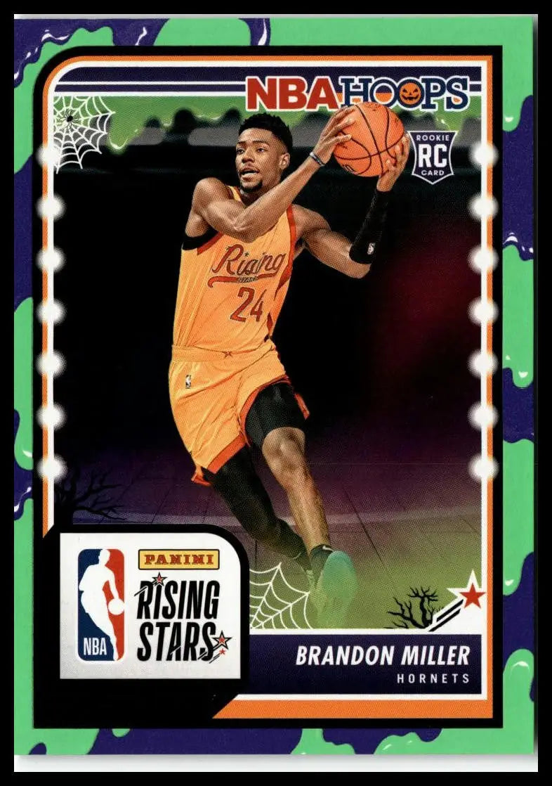 Brandon Miller basketball card from 2023-24 Hoops Haunted Hoops Slime edition