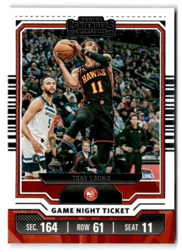 2023-24 Panini Contenders Game Night Ticket #14 Trae Young basketball card with original gloss