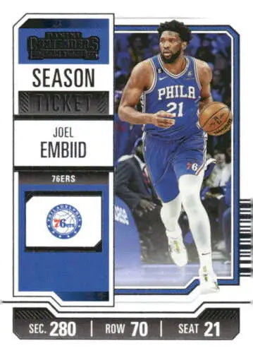 Joel Embiid basketball card from 2023-24 Panini Contenders Season Ticket collection