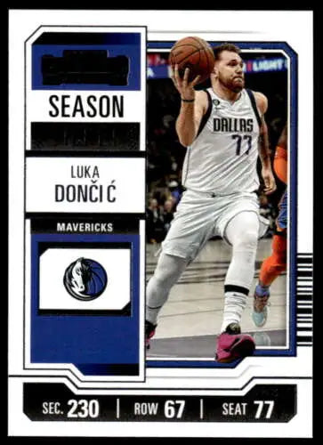 Luka Dončić basketball card from 2023-24 Panini Contenders Season Ticket series