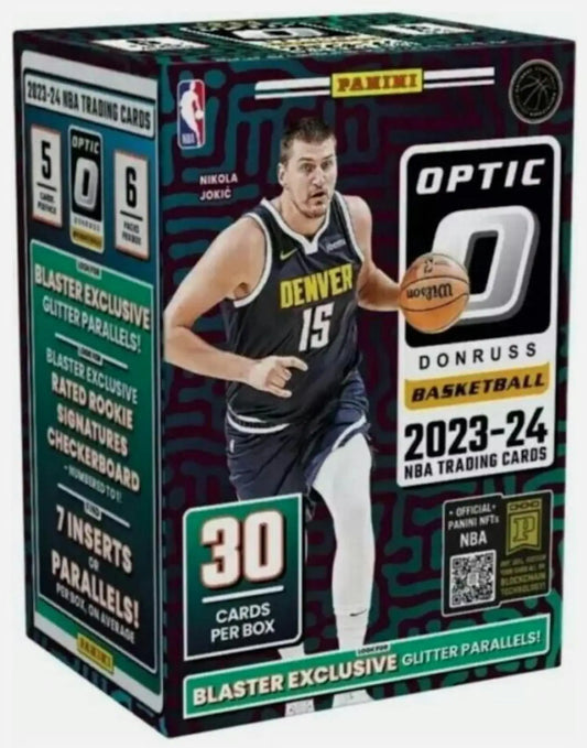 NBA Optic Donruss 2023-24 Blaster Box featuring Denver Nuggets with exclusive glitter parallels