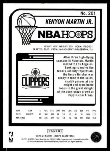 Kenyon Martin Jr. NBA Hoops basketball card with original gloss from 2023-24 Panini Hoops