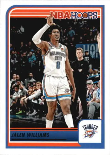 NBA Hoops trading card featuring Jalen Williams in white uniform, original gloss finish