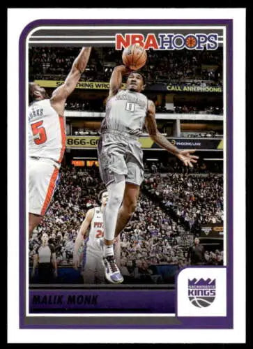 Malik Monk basketball card from 2023-24 Panini Hoops with original gloss finish