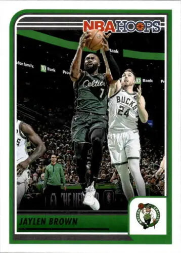 Jaylen Brown basketball card from 2023-24 Panini Hoops with original gloss finish