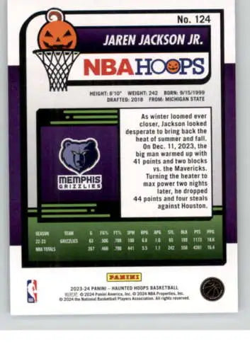 2023-24 Panini Hoops Haunted Jaren Jackson Jr. Basketball Card with original gloss finish