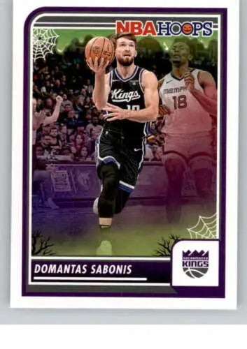 Domantas Sabonis basketball card from 2023-24 Panini Hoops Haunted with original gloss