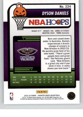 Dyson Daniels NBA Hoops basketball card from 2023-24 Panini Hoops Haunted set