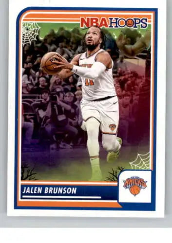 Jalen Brunson basketball card from 2023-24 Panini Hoops Haunted with original gloss