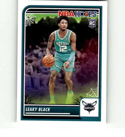 Leaky Black basketball card from 2023-24 Panini Hoops Haunted series with original gloss