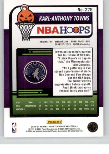 2023-24 Panini Hoops Haunted Karl-Anthony Towns basketball card original gloss collectible