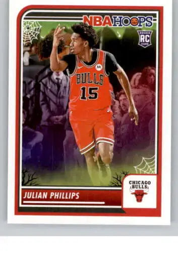 Julian Phillips basketball card from 2023-24 Panini Hoops Haunted with original gloss