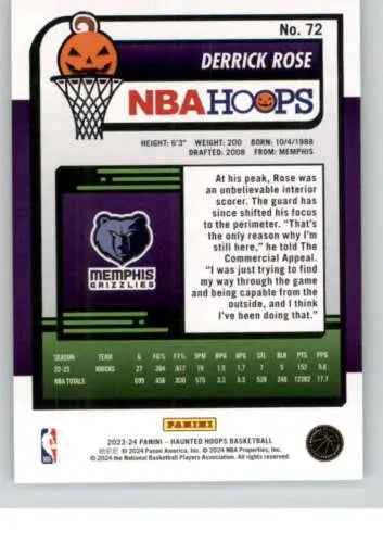 Derrick Rose basketball card from Panini Hoops Haunted in NM-MT condition original gloss