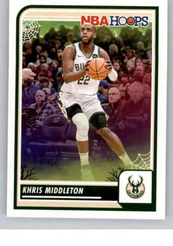 Khris Middleton basketball card from 2023-24 Panini Hoops Haunted with original gloss