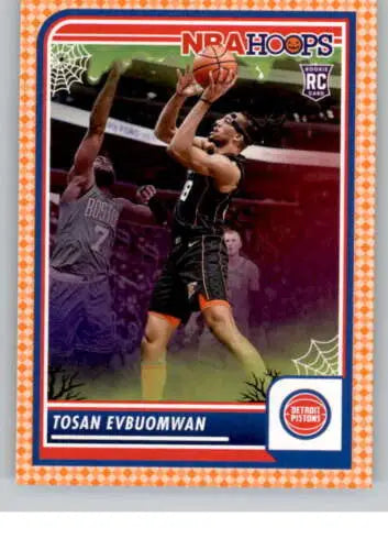 Tosan Evbuomwan NBA Hoops rookie card in Panini Hoops Haunted Orange finish