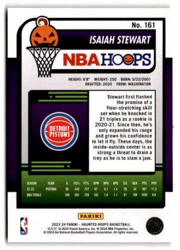 Isaiah Stewart NBA Hoops Haunted Orange #161 basketball card from Panini Hoops