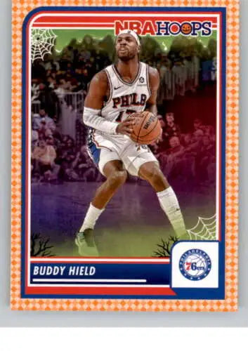 2023-24 Panini Hoops Haunted Orange Buddy Hield basketball card with original gloss finish