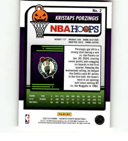 Kristaps Porzingis 2023-24 Panini Hoops Haunted Orange basketball card with original gloss