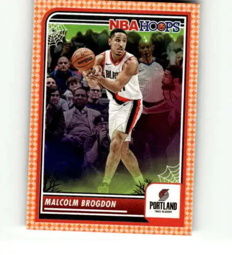 Malcolm Brogdon basketball card, 2023-24 Panini Hoops Haunted Orange, original gloss finish