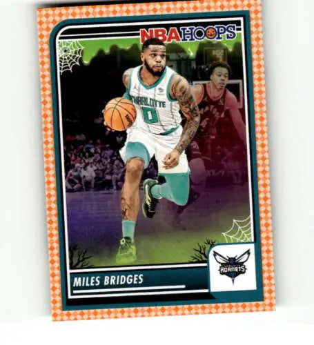 Miles Bridges 2023-24 Panini Hoops Haunted Orange basketball card with original gloss