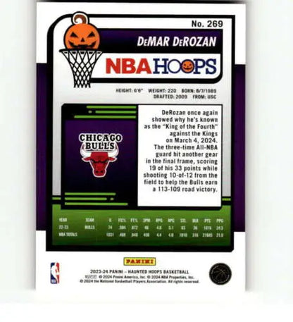 DeMar DeRozan 2023-24 Panini Hoops Haunted Orange basketball card original gloss