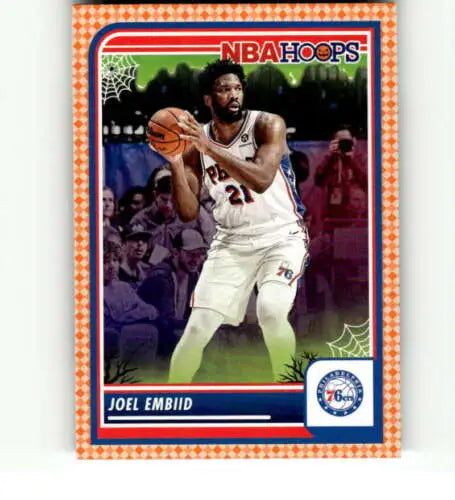 2023-24 Panini Hoops Haunted Orange #271 Joel Embiid basketball card with original gloss