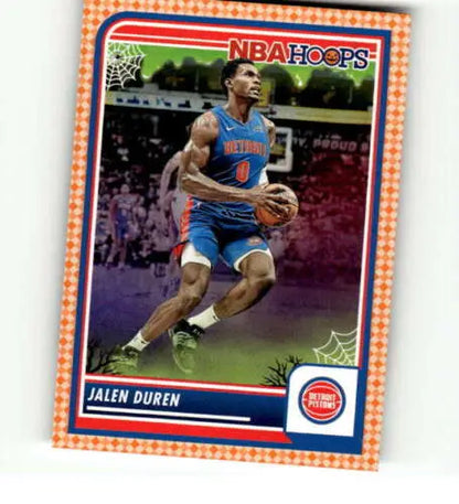 Jalen Duren basketball card from 2023-24 Panini Hoops Haunted Orange NM-MT Pistons