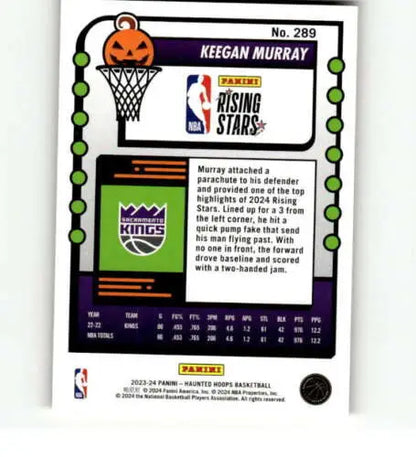 Keegan Murray basketball card from 2023-24 Panini Hoops Haunted Orange series NM-MT