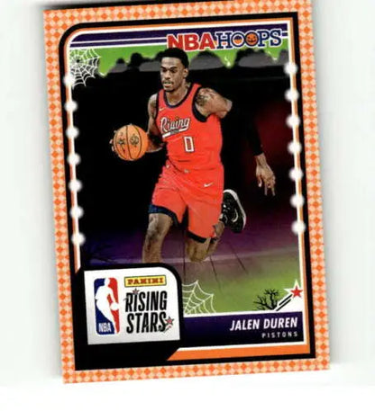 Jalen Duren basketball card from 2023-24 Panini Hoops Haunted Orange NM-MT Pistons