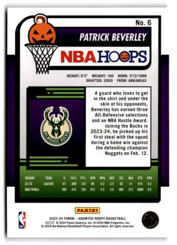 2023-24 Panini Hoops Haunted Slime #6 Patrick Beverley basketball card with original gloss