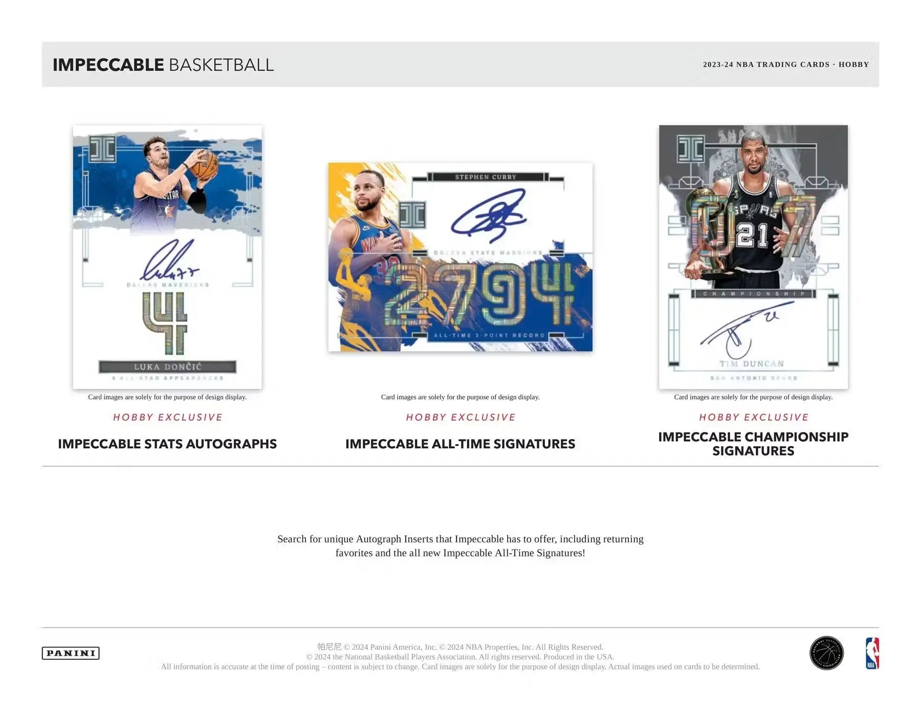 Advertisement for 2023-24 Panini Impeccable Basketball with rookie jersey autographs