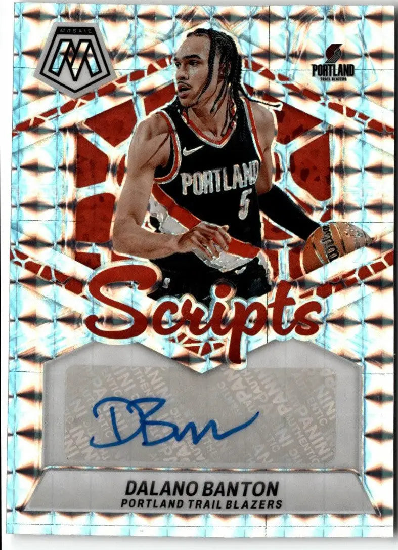 Dalano Banton autographed basketball card from 2023-24 Panini Mosaic Portland Trail Blazers