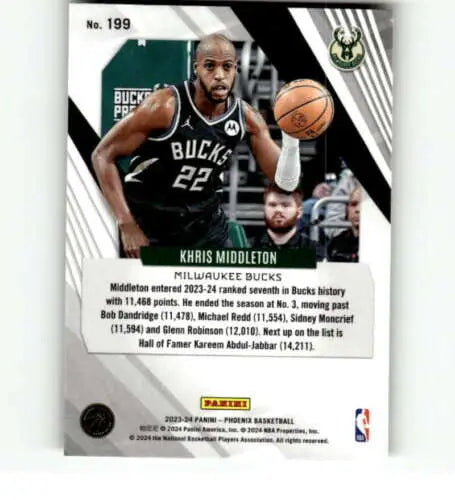 Khris Middleton basketball card from 2023-24 Panini Phoenix featuring original gloss