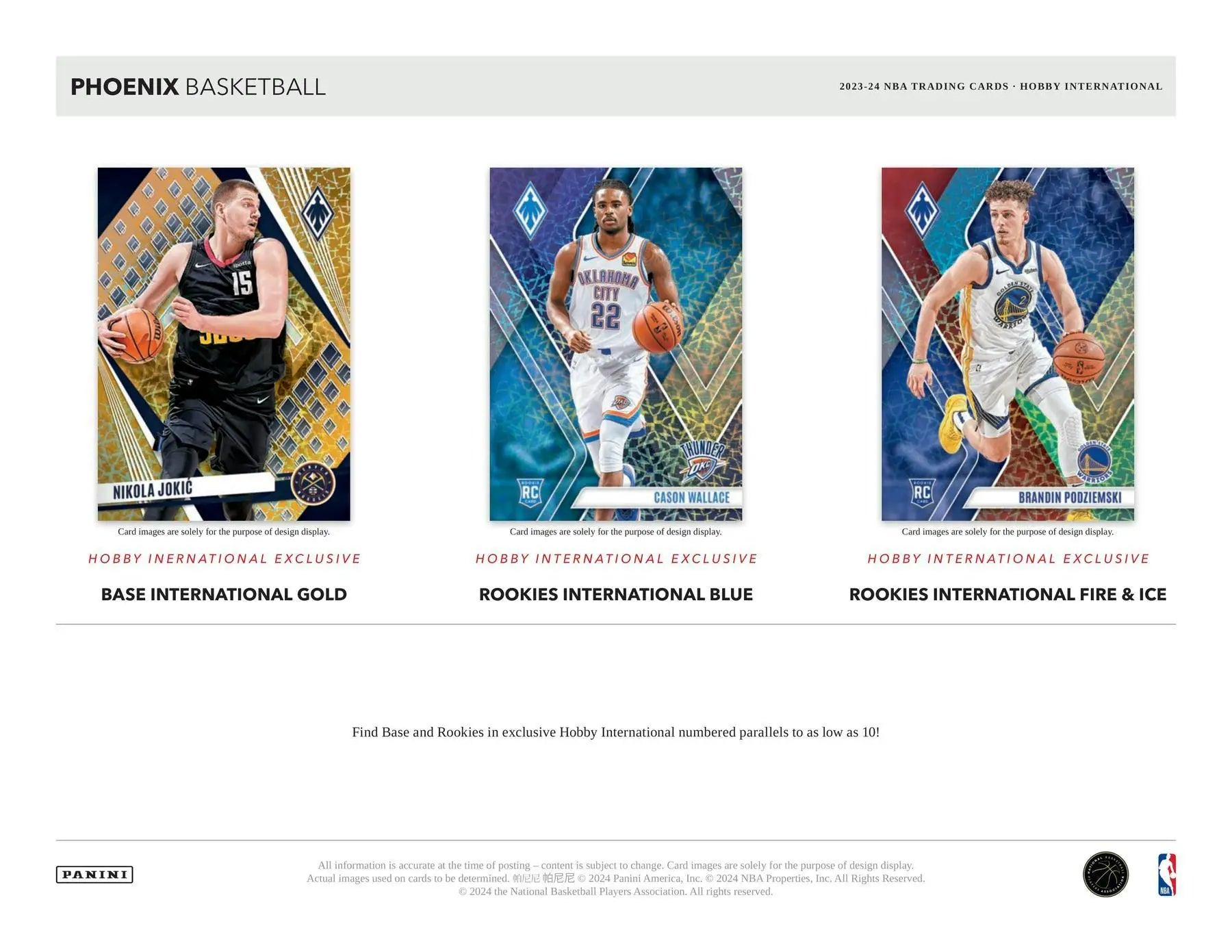 Three Phoenix Suns basketball trading cards featuring exclusive parallels and metallic designs