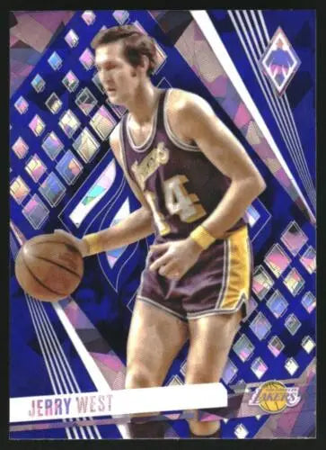 Jerry West basketball card from 2023-24 Panini Phoenix Phoenix Blue Ice Lakers edition