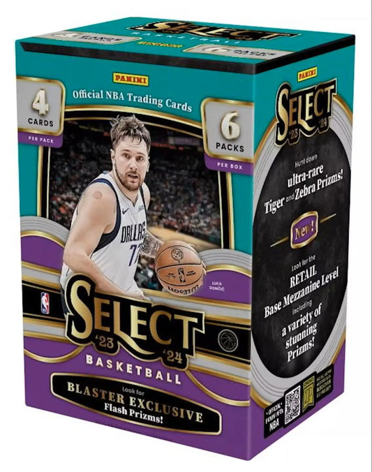 2023/24 Panini Select Basketball 6-Pack Blaster Box featuring Flash Prizms and NBA player