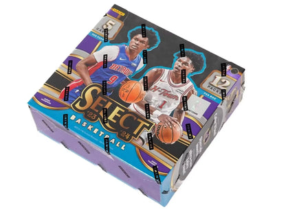 Box of 2023-24 Panini Select Basketball featuring base Premier Level and memorabilia cards