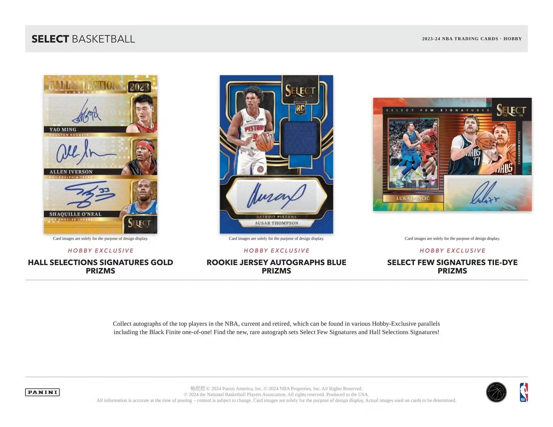 Panini Select Basketball Hobby Box showcasing autographed base premier level trading cards