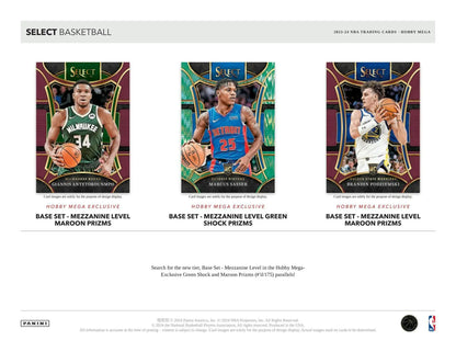 Basketball trading cards featuring Bucks, Knicks, Warriors in Green Shock Prizms layout