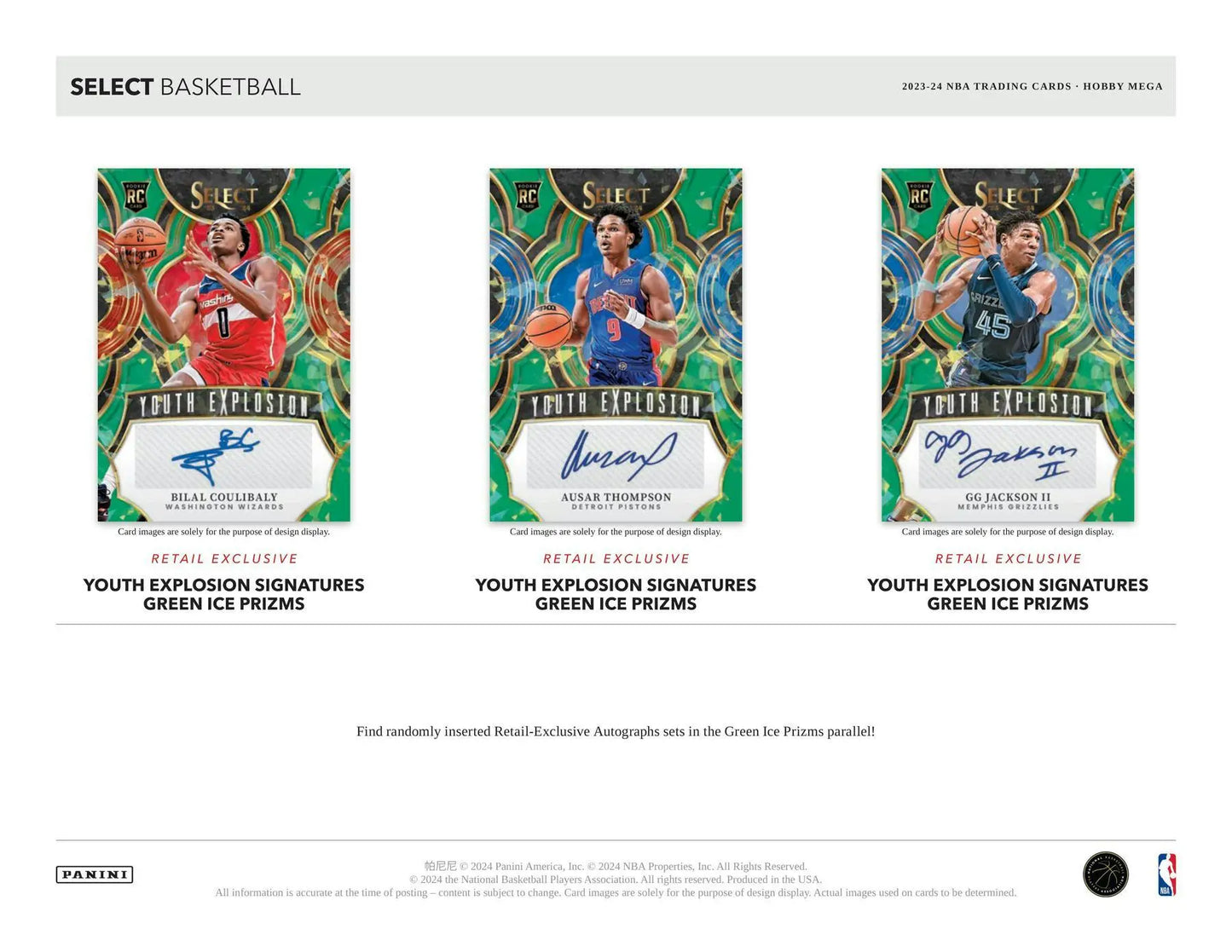 Three basketball trading cards featuring NBA players with Green Shock Prizms designs