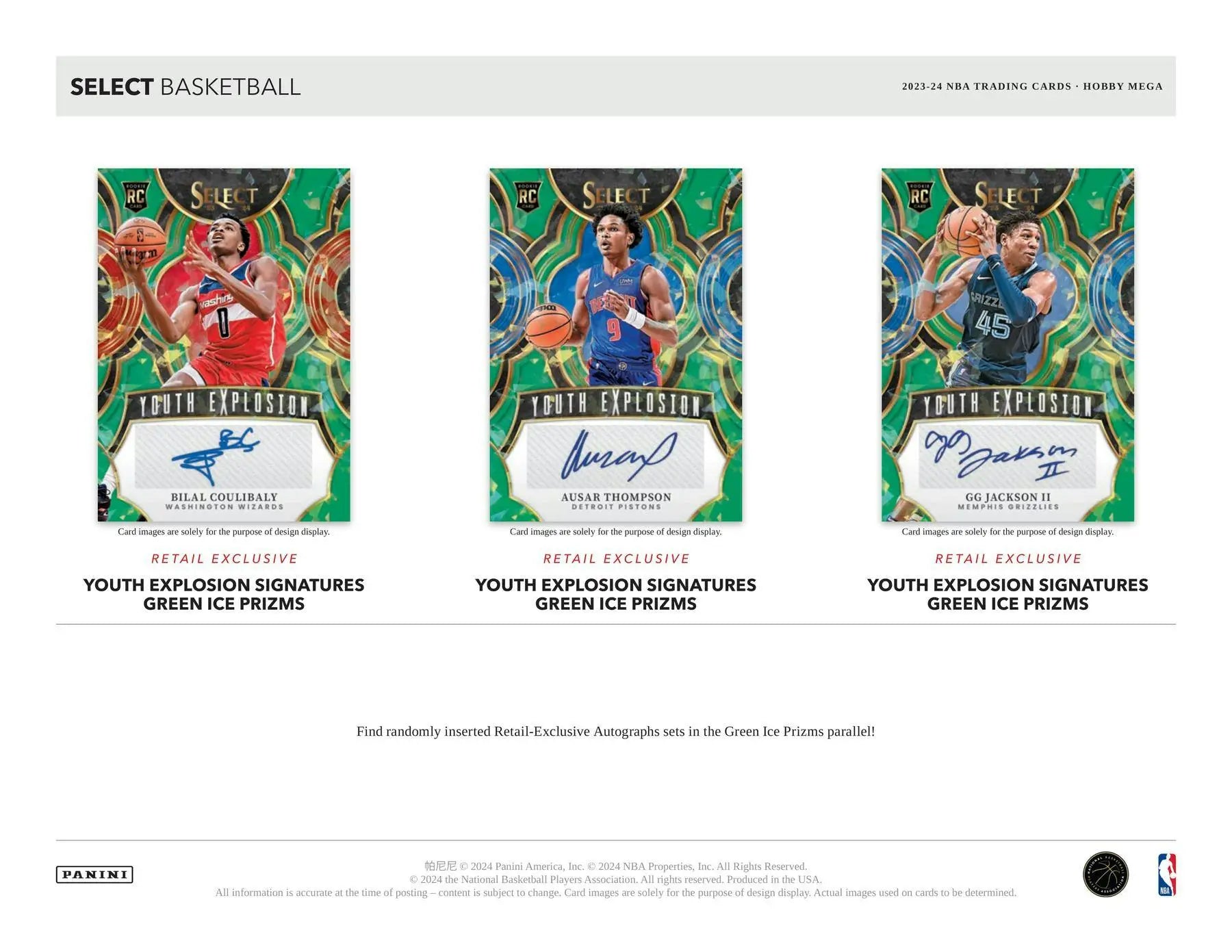 Three basketball trading cards featuring NBA players with Green Shock Prizms designs